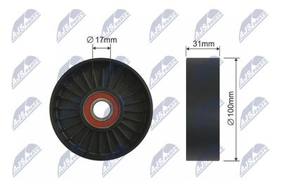 Tensioner Pulley, V-ribbed belt NTY RNK-TY-030