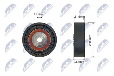 Tensioner Pulley, V-ribbed belt NTY RNK-TY-041