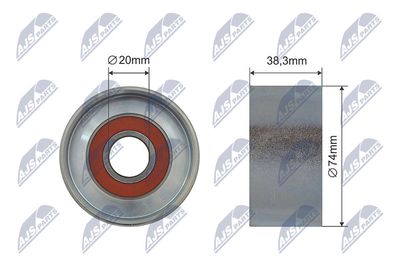 Tensioner Pulley, V-ribbed belt NTY RNK-VV-006