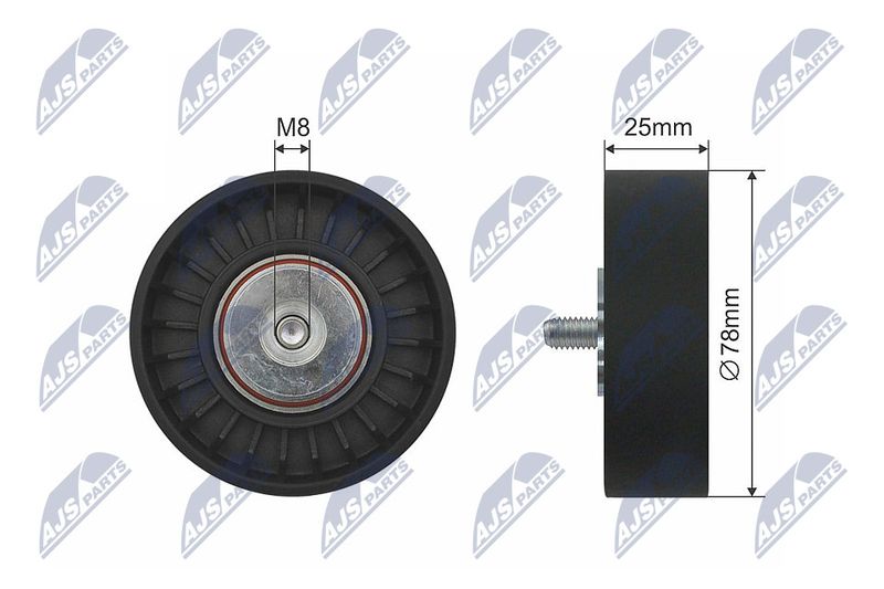 NTY RNK-VW-016 Deflection/Guide Pulley, V-ribbed belt