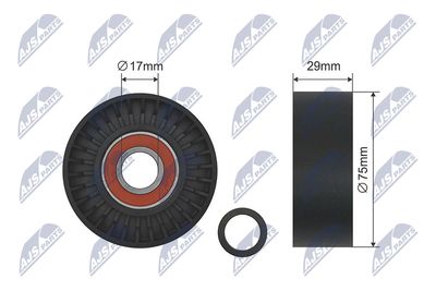 Deflection/Guide Pulley, V-ribbed belt NTY RNK-VW-019