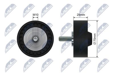 Tensioner Pulley, V-ribbed belt NTY RNK-VW-035
