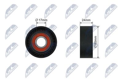 Tensioner Pulley, V-ribbed belt NTY RNK-VW-038