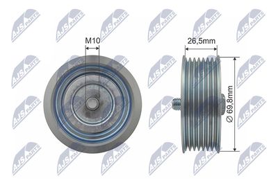 Deflection/Guide Pulley, V-ribbed belt NTY RRK-NS-005