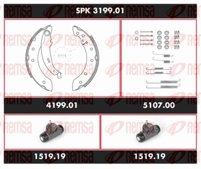 Brake Kit, drum brake REMSA SPK 3199.01