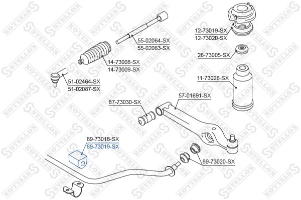 STELLOX 89-73019-SX Mounting, stabiliser bar