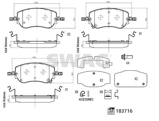SWAG 33 10 9160 Brake Pad Set, disc brake