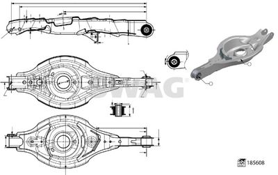 Control/Trailing Arm, wheel suspension SWAG 33 11 0004