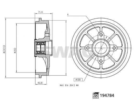 SWAG 33 11 1760 Brake Drum