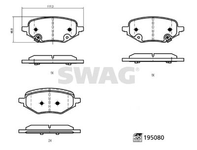 Brake Pad Set, disc brake SWAG 33 11 1855