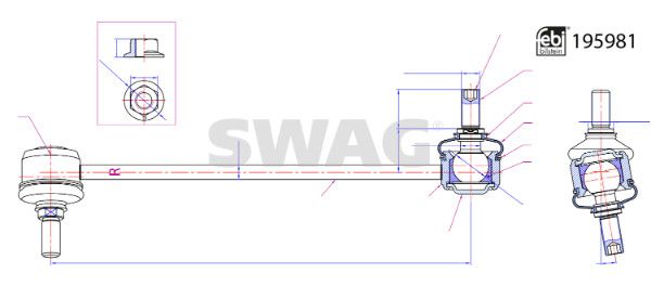 SWAG 33 11 1936 Link/Coupling Rod, stabiliser bar