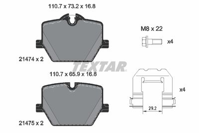 Brake Pad Set, disc brake TEXTAR 2147401