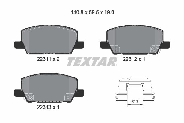 TEXTAR 2231102 Brake Pad Set, disc brake