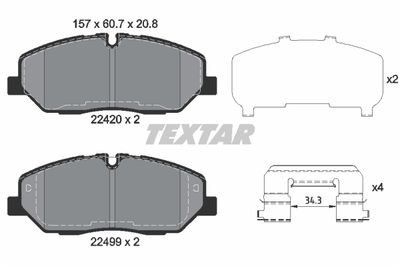 Brake Pad Set, disc brake TEXTAR 2242001