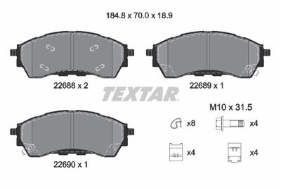 Brake Pad Set, disc brake TEXTAR 2268801