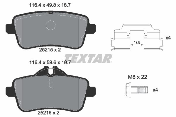TEXTAR 2521502 Brake Pad Set, disc brake