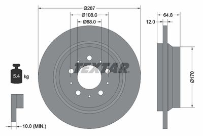 Brake Disc TEXTAR 92100703