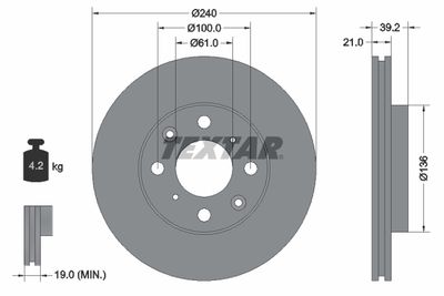 Brake Disc TEXTAR 92110300