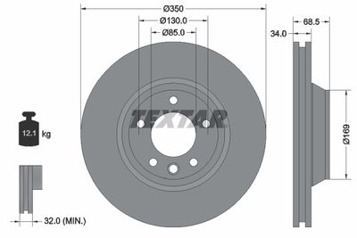 Brake Disc TEXTAR 92121705