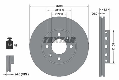 Brake Disc TEXTAR 92131700