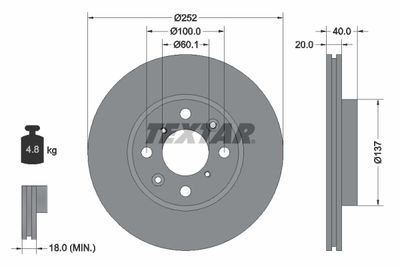 Brake Disc TEXTAR 92148903