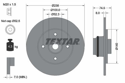 Brake Disc TEXTAR 92154003