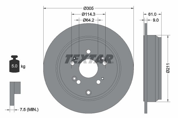 TEXTAR 92162503 Brake Disc