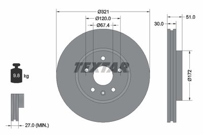 Brake Disc TEXTAR 92187005