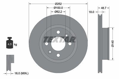 Brake Disc TEXTAR 92196503