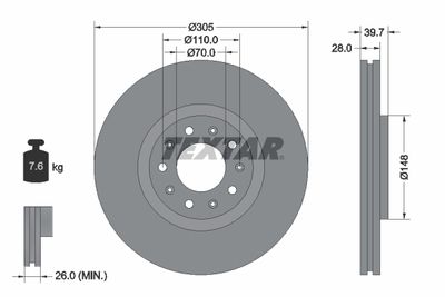 Brake Disc TEXTAR 92220803