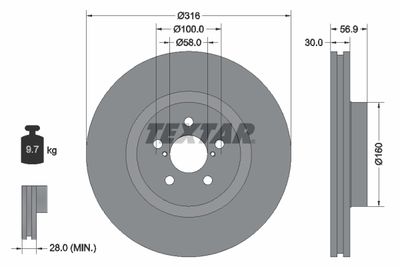 Brake Disc TEXTAR 92236503