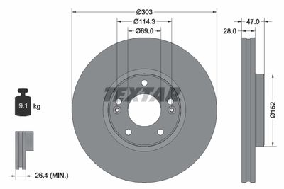 Brake Disc TEXTAR 92273303
