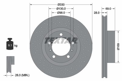Brake Disc TEXTAR 92279705