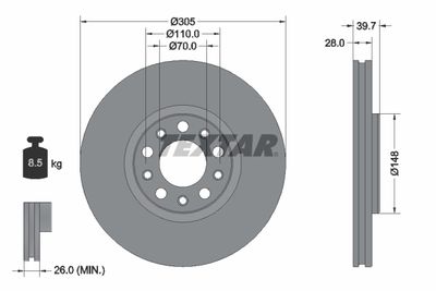 Brake Disc TEXTAR 92293903