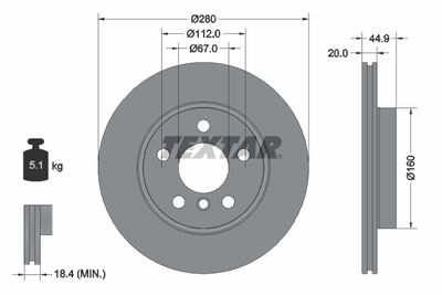 Brake Disc TEXTAR 92305303