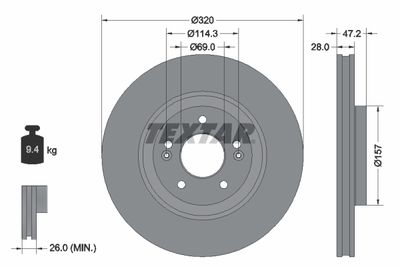 Brake Disc TEXTAR 92306303