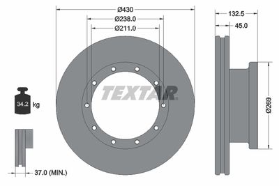 Brake Disc TEXTAR 93087900