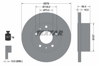 Brake Disc TEXTAR 93104700