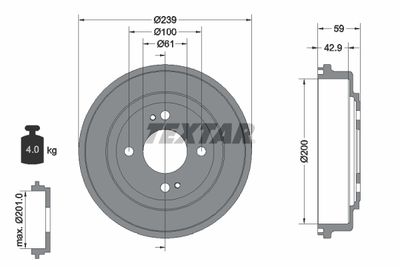 Brake Drum TEXTAR 94015300
