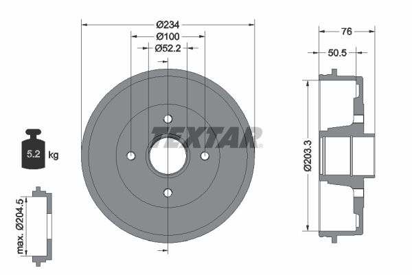 TEXTAR 94019700 Brake Drum