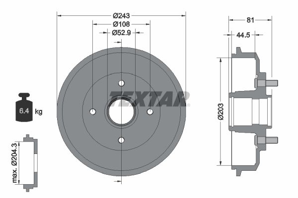 TEXTAR 94022500 Brake Drum
