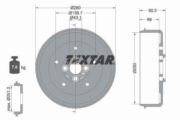 TEXTAR 94030600 Brake Drum