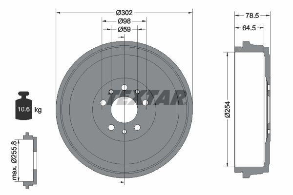 TEXTAR 94045400 Brake Drum