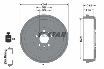 Brake Drum TEXTAR 94045400