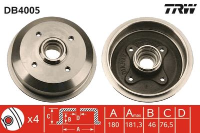 Brake Drum TRW DB4005