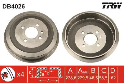 Brake Drum TRW DB4026