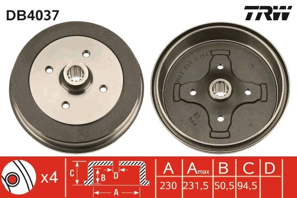 TRW DB4037 Brake Drum
