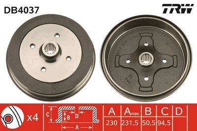 Brake Drum TRW DB4037