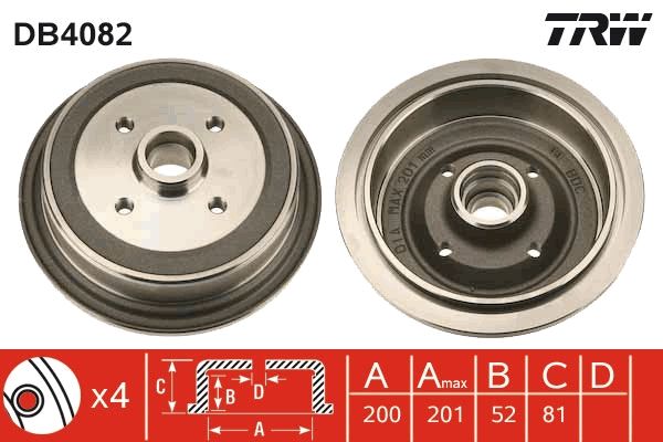 TRW DB4082 Brake Drum