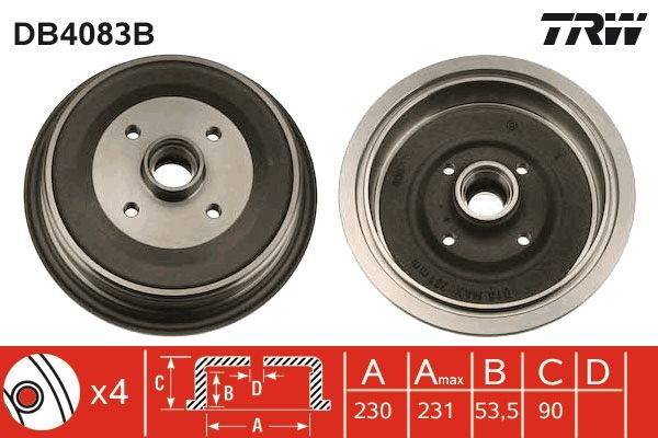 TRW DB4083B Brake Drum